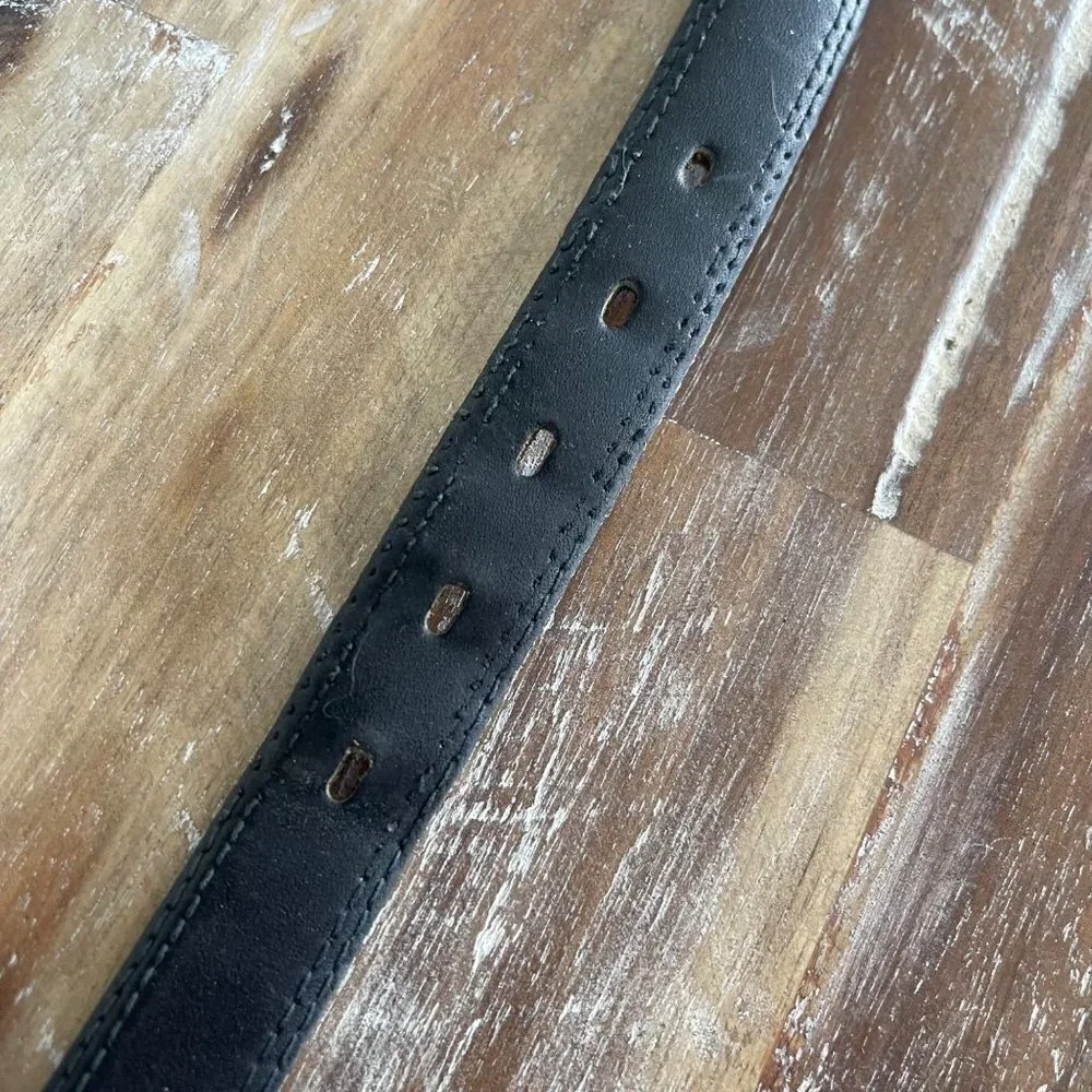 Oleg Cassini Vintage Glove Leather Black Belt Size 38